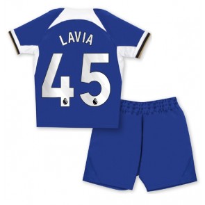 Chelsea Romeo Lavia #45 Hjemmebanesæt Børn 2023-24 Kort ærmer (+ korte bukser)